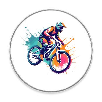 Conception de VTT - Magnet rond - blanc - Devant