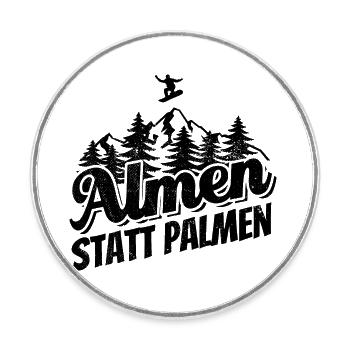 Snowboard Almen Statt Palmen Snowboarder - Runder Kühlschrankmagnet - Weiß - Vorne