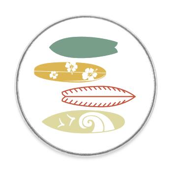 Vintage Retro Surf - Round  fridge magnet - white - Front