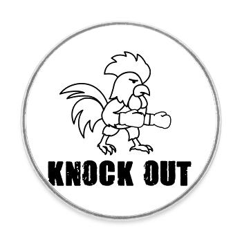 hahn boxer knock out comic - Runder Kühlschrankmagnet - Weiß - Vorne