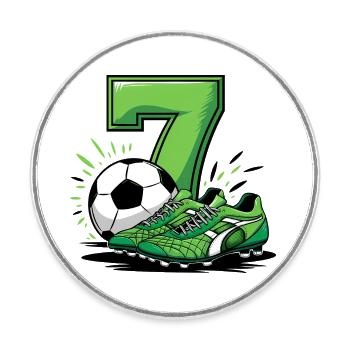 Football 7 years old - Round  fridge magnet - white - Front