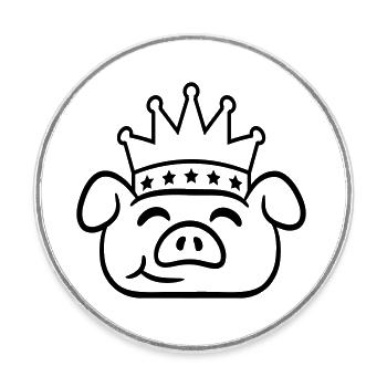 Pig King Head Queen Crown Prince Princess - Round  fridge magnet - white - Front