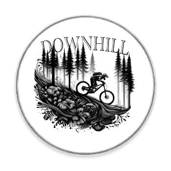 Fahrrad Mountainbike Downhill - Runder Kühlschrankmagnet - Weiß - Vorne