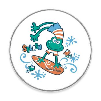 Splash - Surferglück - Runder Kühlschrankmagnet - Weiß - Vorne