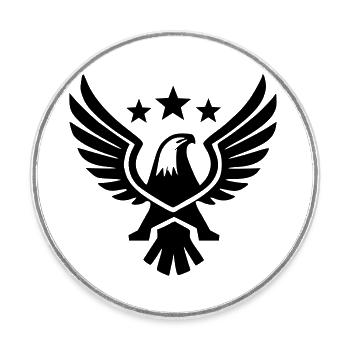 aigle, faucon, étoiles, symbole, armoiries, pictogramme, vecteur, - Magnet rond - blanc - Devant