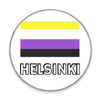 Nicht-binäre Pride Flagge Helsinki - Runder Kühlschrankmagnet - Weiß - Vorne