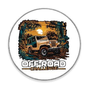 off road - 4x4 - tout terrain - Magnet rond - blanc - Devant