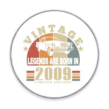 Jahrgang 2009 Legende geboren - Runder Kühlschrankmagnet - Weiß - Vorne