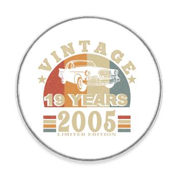Vintage 2005 Born In 2005 19 Years Anniversary - Round  fridge magnet - white - Front