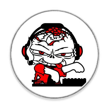 Zombie Monster DJ Horror Mixer Party Music - Round  fridge magnet - white - Front