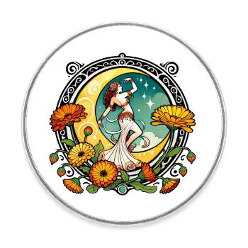 Belly Dancer - Round  fridge magnet - white - Front