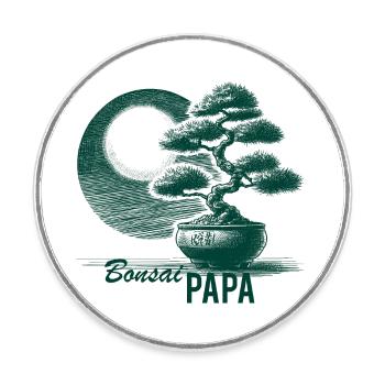 Bonsai Papa - Runder Kühlschrankmagnet - Weiß - Vorne