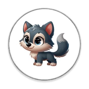 Wolf 3 - Round  fridge magnet - white - Front