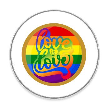 L’amour est l’amour gay arc-en-ciel queer pride mois design - Magnet rond - blanc - Devant