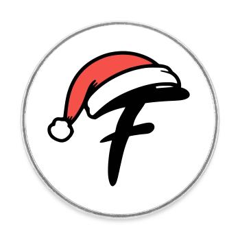 Lettre F Noël - Magnet rond - blanc - Devant