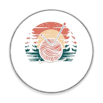 Passion for knitting - Round  fridge magnet - white - Front