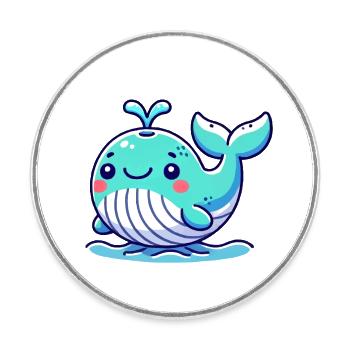 bande dessinée de baleine - Magnet rond - blanc - Devant