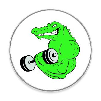 fitness crocodile 02 - Runder Kühlschrankmagnet - Weiß - Vorne