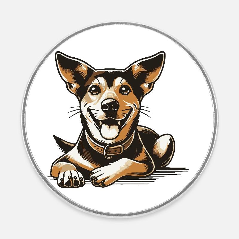 Chien de Caroline - Magnet rond - blanc