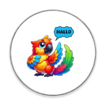 Caricature de perroquet - Magnet rond - blanc - Devant