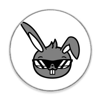 Hase Sonnenbrille Cool Hasenzähne Kaninchen Lustig - Runder Kühlschrankmagnet - Weiß - Vorne