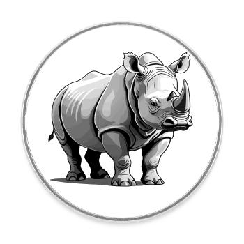 Nashorn Rhino - Animal Sticker - Round  fridge magnet - white - Front
