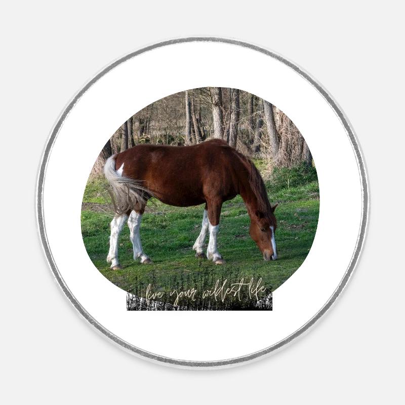 Les chevaux aiment - Magnet rond - blanc