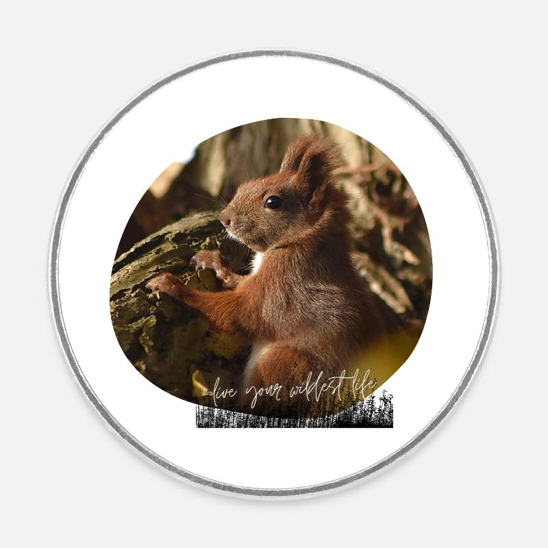 Squirrel - Round  fridge magnet - white