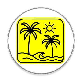 Palm Trees Beach - Round  fridge magnet - white - Front