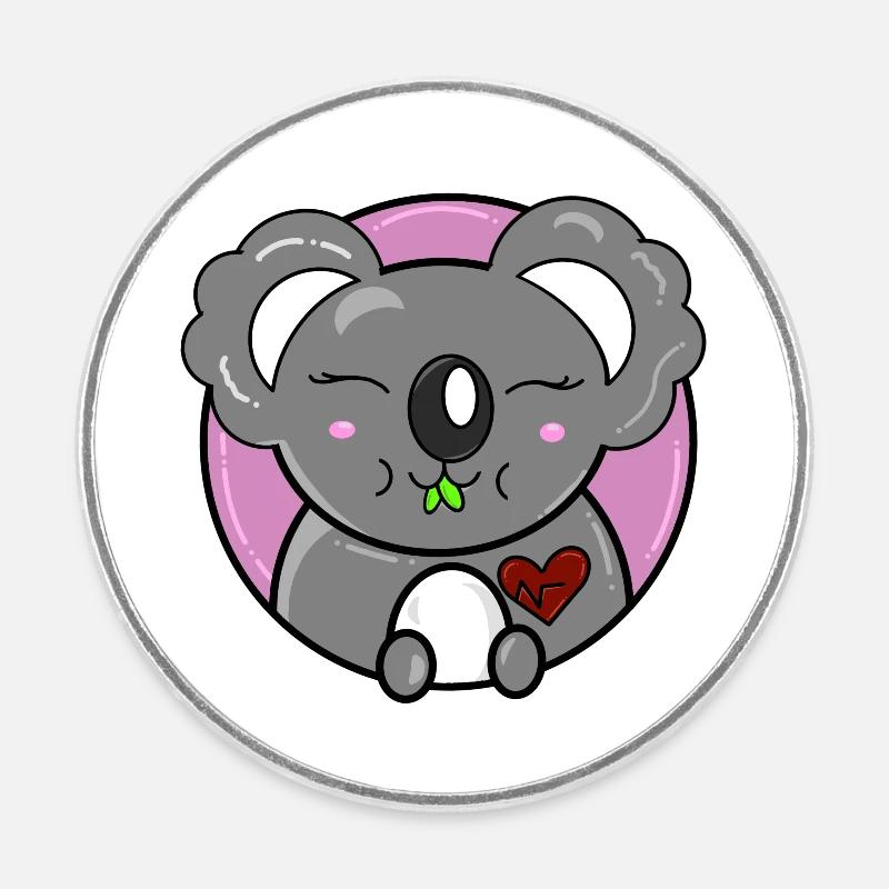 Koala - Magnet rond - blanc