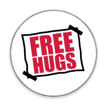 paper pasted note notices free hugs free - Round  fridge magnet - white - Front