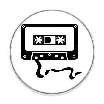 bande cassette Radio Musique Son Cadeau Retro - Magnet rond - blanc - Devant