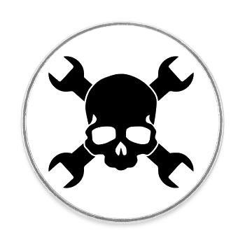 Skull Wrench Mechanic Tool - Round  fridge magnet - white - Front