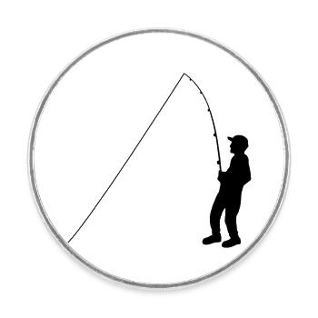 angler sport silhouette clipart hobby angeln fisch - Runder Kühlschrankmagnet - Weiß - Vorne