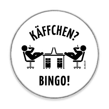 Käffchen Bingo (Baumann Klausen Clausen Kaffee V1) - Runder Kühlschrankmagnet - Weiß - Vorne
