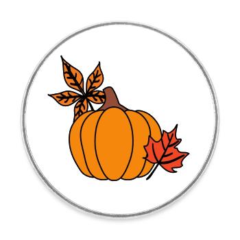 Herbstlicher Kürbis mit Blättern – Cozy Vibes - Runder Kühlschrankmagnet - Weiß - Vorne