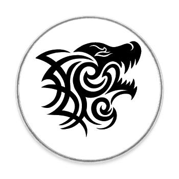 Tribal Werewolf - Round  fridge magnet - white - Front
