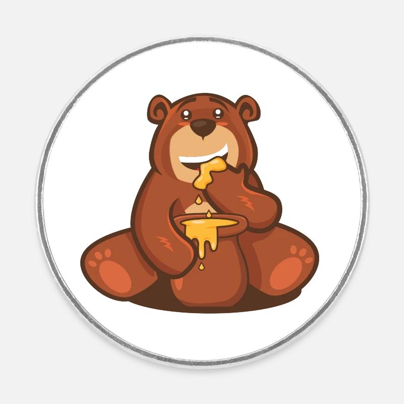 Honigbär - Runder Kühlschrankmagnet - Weiß