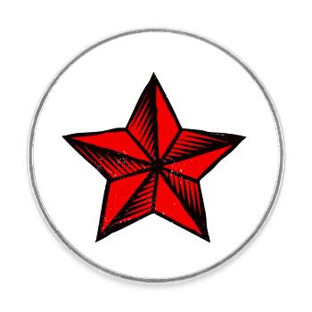 Étoile rouge - Magnet rond - blanc - Devant