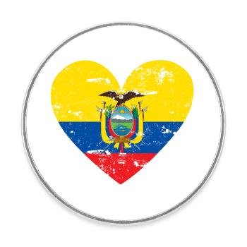 Flaggenherz Ecuador Flagge - Runder Kühlschrankmagnet - Weiß - Vorne