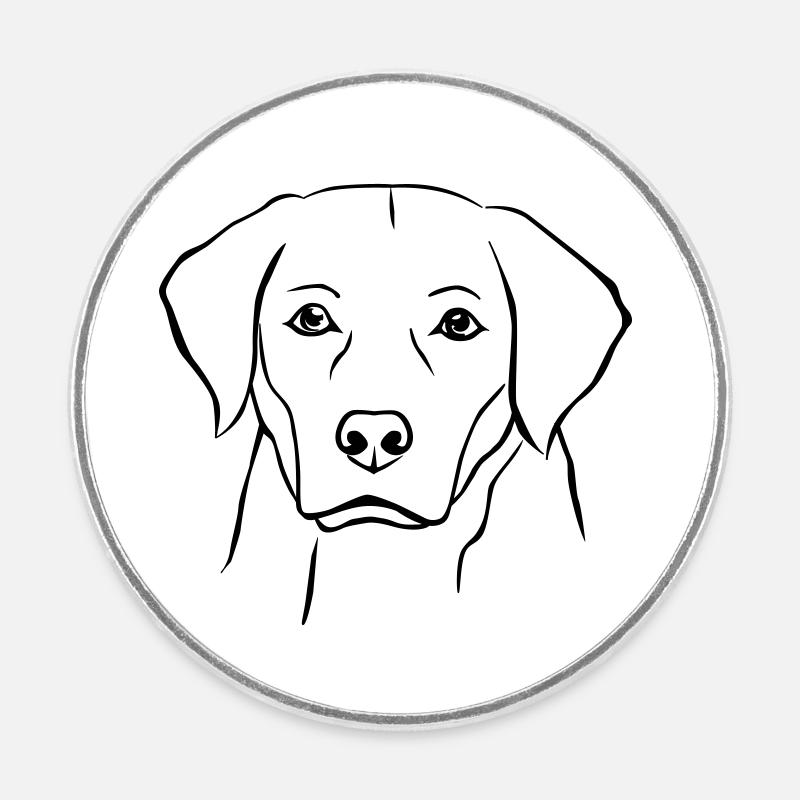 Chien Labrador - Magnet rond - blanc