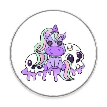 Pastell Goth gruseliges Hexen-Einhorn jetzt Gothic-Blase - Runder Kühlschrankmagnet - Weiß - Vorne