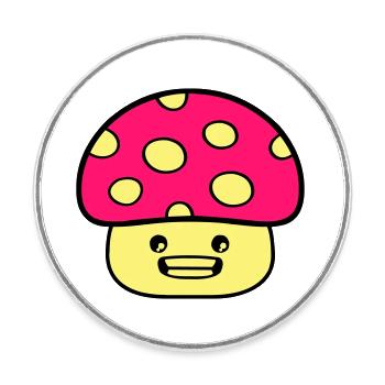 Bande dessinée champignon - Magnet rond - blanc - Devant