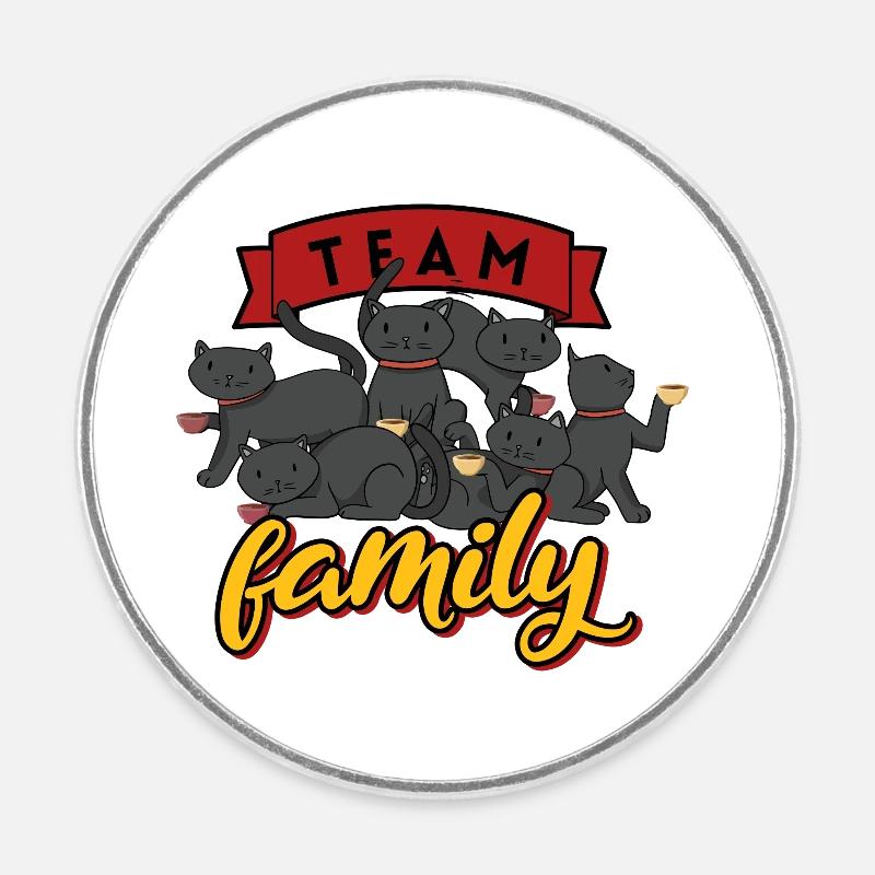 équipe famille chat café chef de soirée - Magnet rond - blanc
