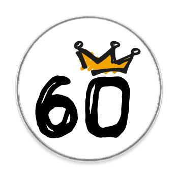 60th birthday Krone - Round  fridge magnet - white - Front