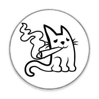 Weed Joint Drogen Katze - Runder Kühlschrankmagnet - Weiß - Vorne