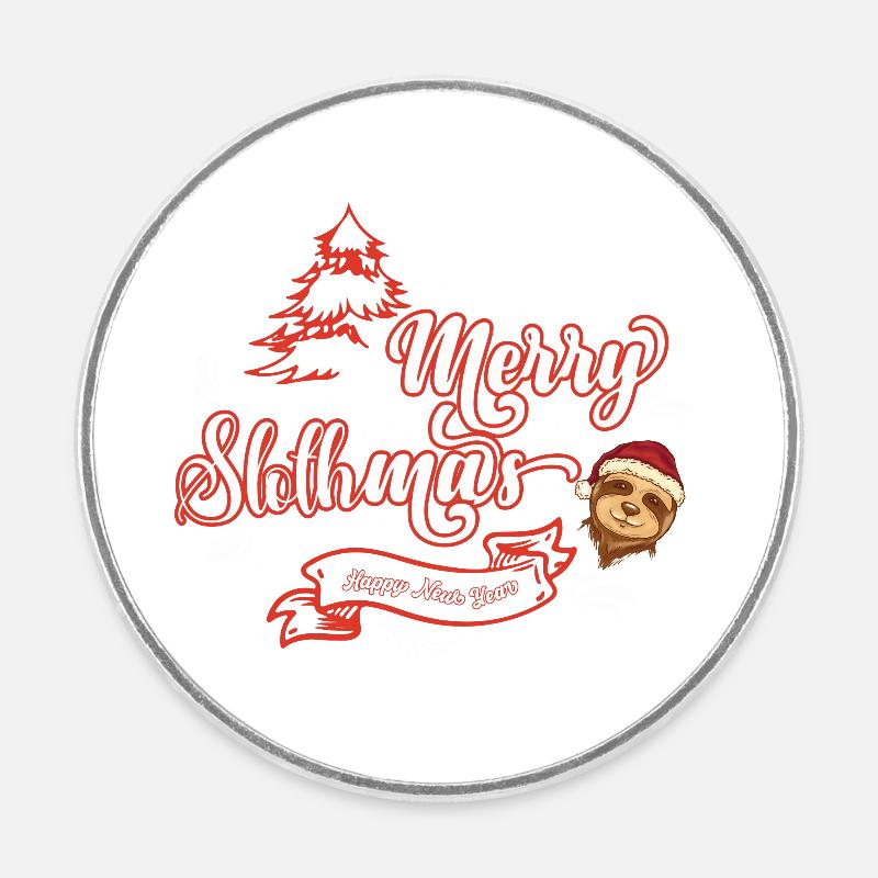 Joyeux slothmas 2023 - Magnet rond - blanc