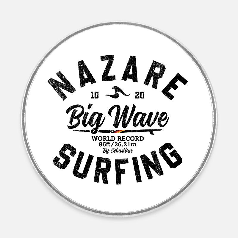 NAZARÉ BIG WAVE RECORD DU MONDE - Magnet rond - blanc