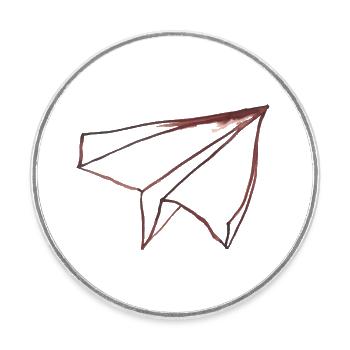 Avion en papier - un style arty cool pour les high-flyers - Magnet rond - blanc - Devant