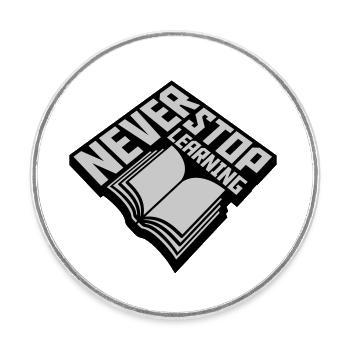 never stop learning Zitat - Runder Kühlschrankmagnet - Weiß - Vorne